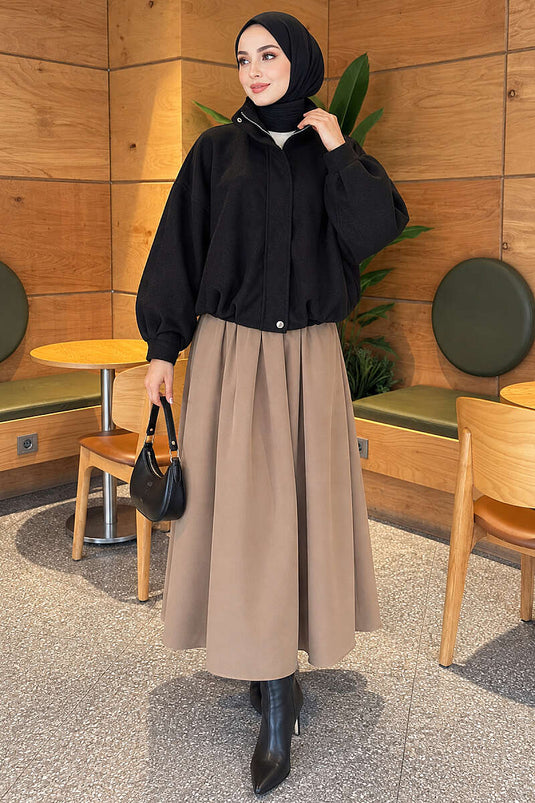 Oversize Kısa Kaşe Ceket Siyah