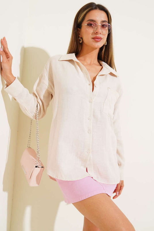 Oversize Muslin Shirt Beige