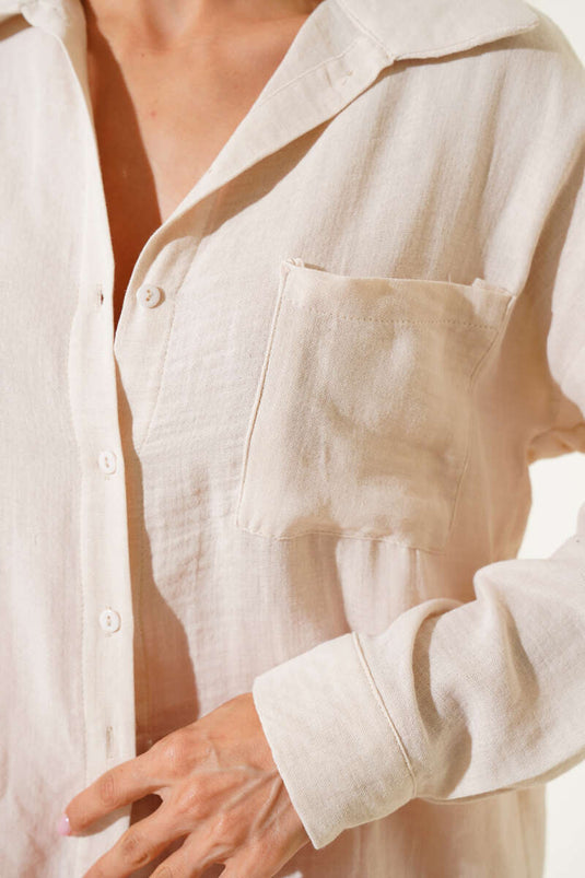 Oversize Muslin Shirt Beige