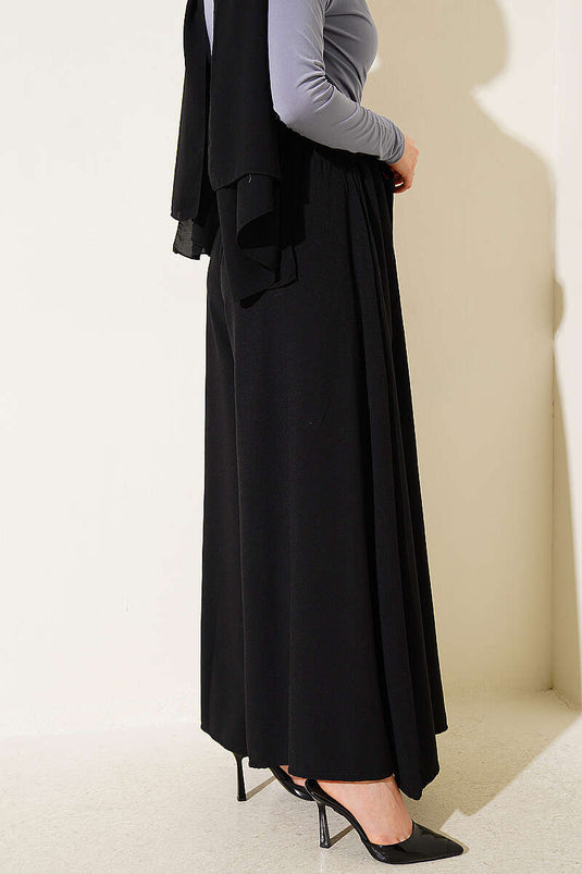 Oversized Tied Pants with Side Slits Black
