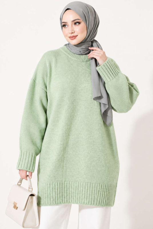 Tunique En Maille Côtelée Oversize Vert Menthe