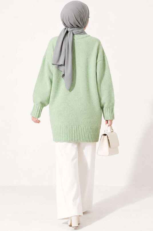 Tunique En Maille Côtelée Oversize Vert Menthe