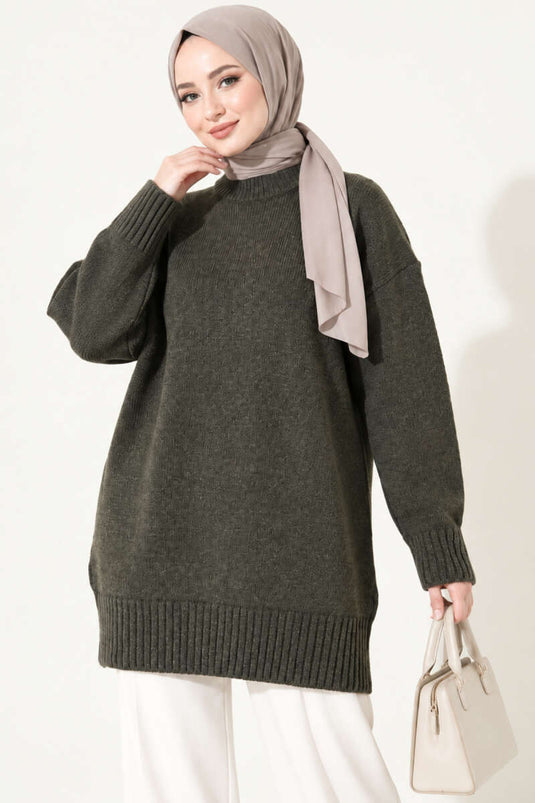 Tunique Tricot Oversize À Rayures Fumée