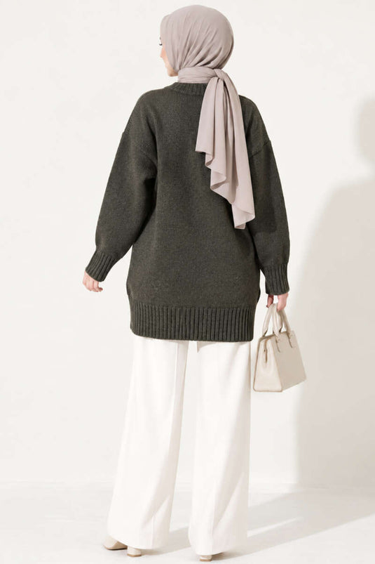 Tunique Tricot Oversize À Rayures Fumée