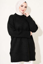 Tunique Tricot Oversize À Rayures Noire