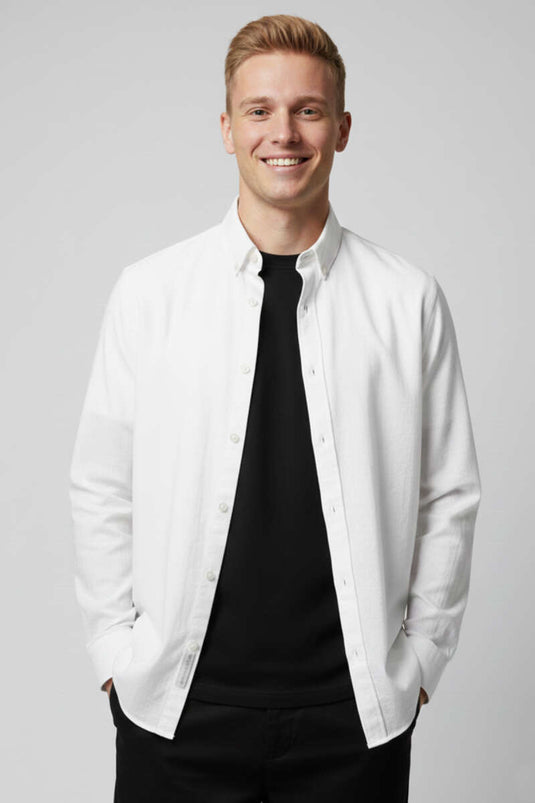 Oversize Tensel Men's Shirt White