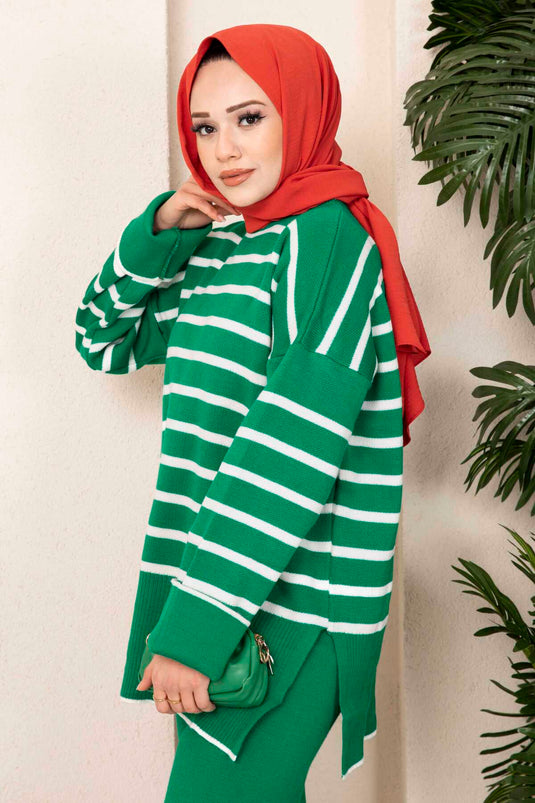 Oversize hijab gebreide pak groen