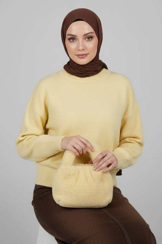 Oversize Triko Kazak Sarı