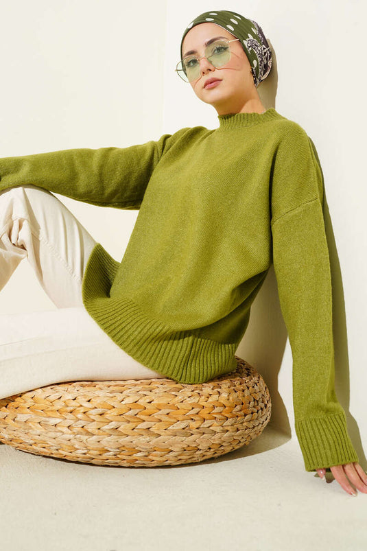 Pull oversize vert en maille