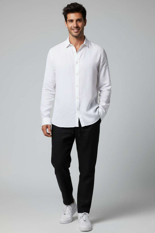 Camicia Uomo Oxford Tessuto Bianco