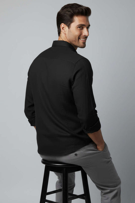 Oxford Fabric Men's Shirt Black