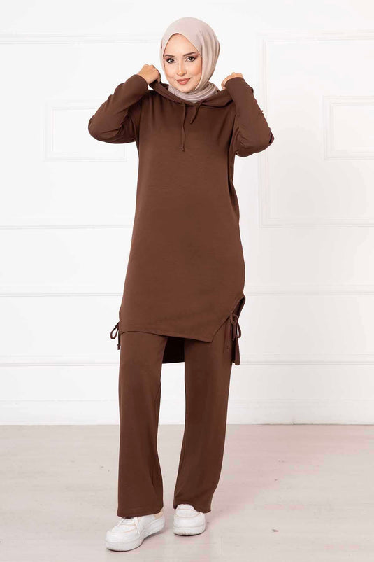 Ensemble double à capuche Oysho Marron