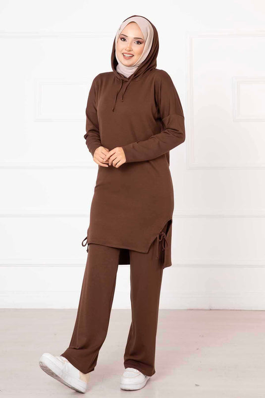 Ensemble double à capuche Oysho Marron