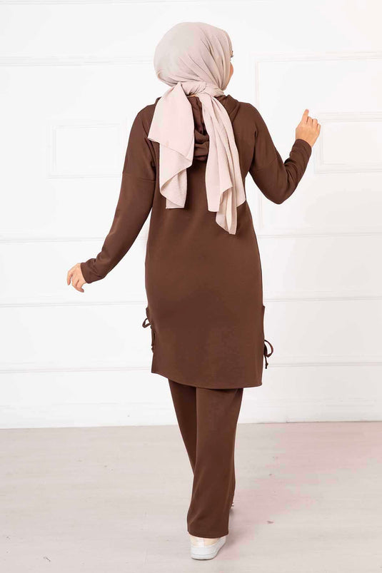 Ensemble double à capuche Oysho Marron