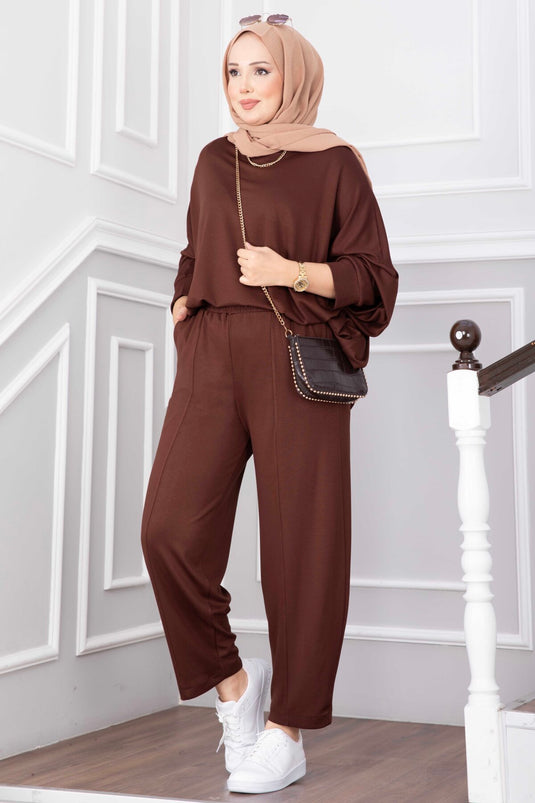 Oyşo Tunika Und Hose Set In Braun