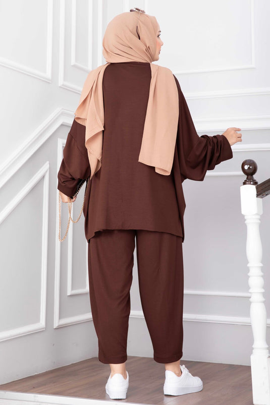Oyşo Tunika Und Hose Set In Braun