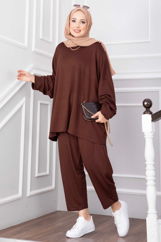 Oyşo Tunika Und Hose Set In Braun