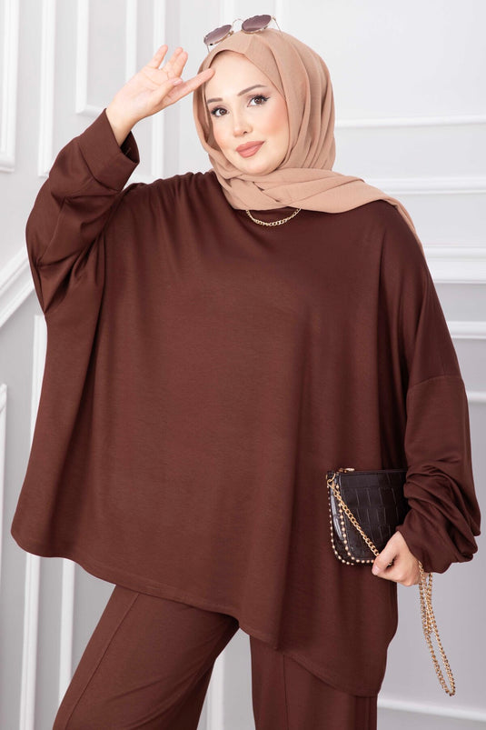 Oyşo Tunika Und Hose Set In Braun