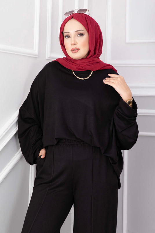 Schwarzes Tunika Und Hose Set