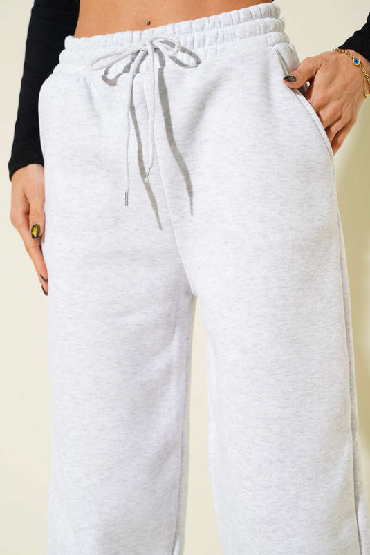 Paça Bel Lastikli Şardonlu Pantolon Melanj Gri