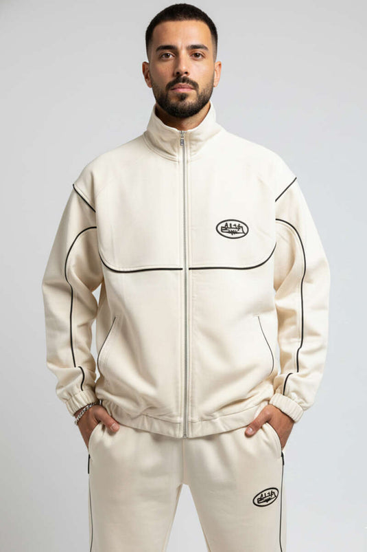 Men's Tracksuit Set with Elasticated Cuffs, Beige