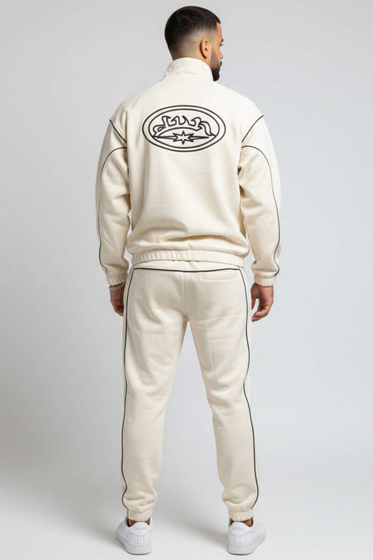 Men's Tracksuit Set with Elasticated Cuffs, Beige