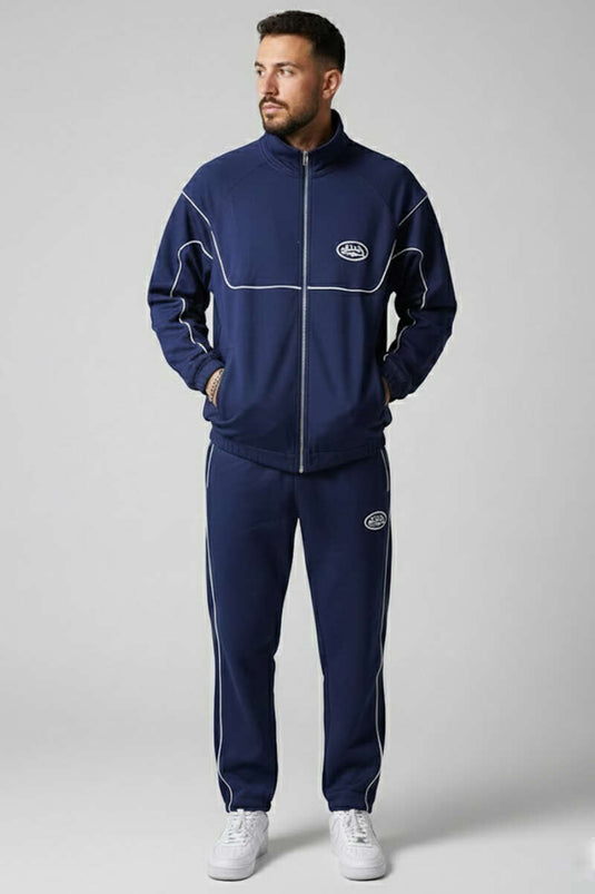 Men's Tracksuit Set with Elasticated Cuffs, Navy Blue