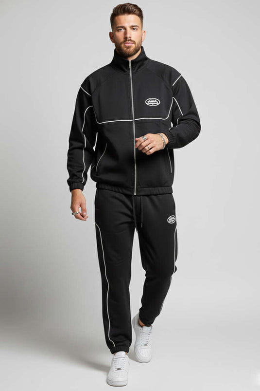 Herren-Trainingsanzug mit elastischen Bündchen, Schwarz