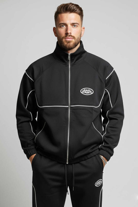 Men's Tracksuit Set with Elasticated Cuffs, Black