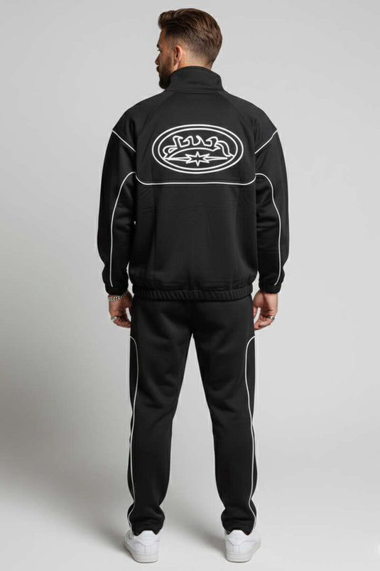 Men's Tracksuit Set with Elasticated Cuffs, Black