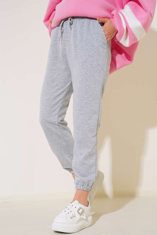 Elastic Cuff Jogger Pants Gray