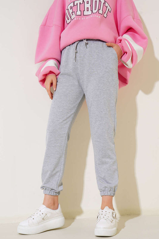 Elastic Cuff Jogger Pants Gray