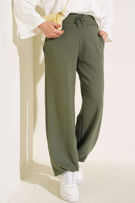 Haki Cuffed Three-Ply Trousers