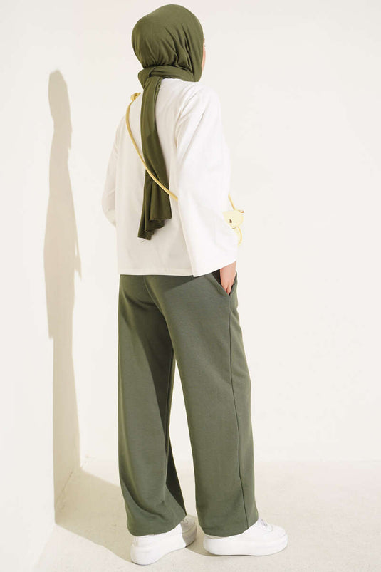 Haki Cuffed Three-Ply Trousers