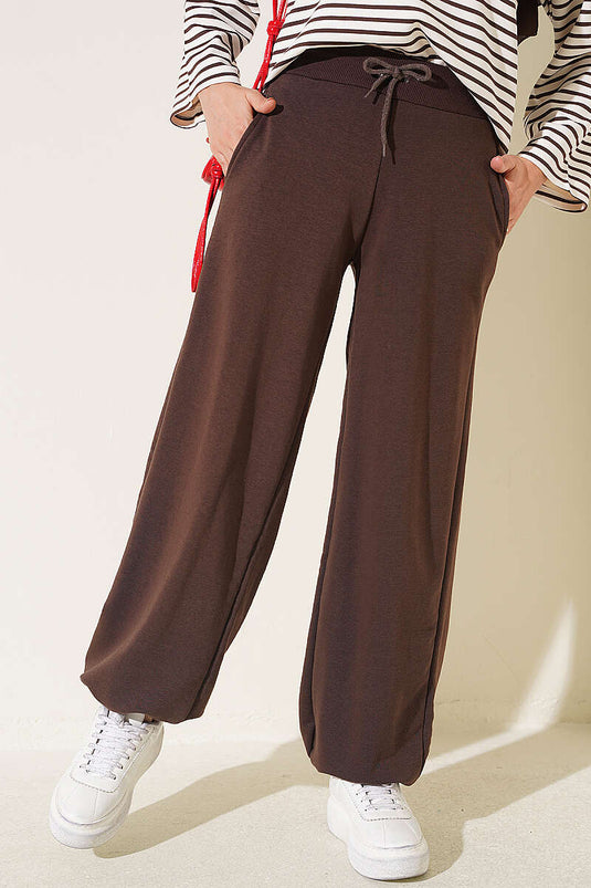 Pantalon Trois Couches À Ourlet En Café