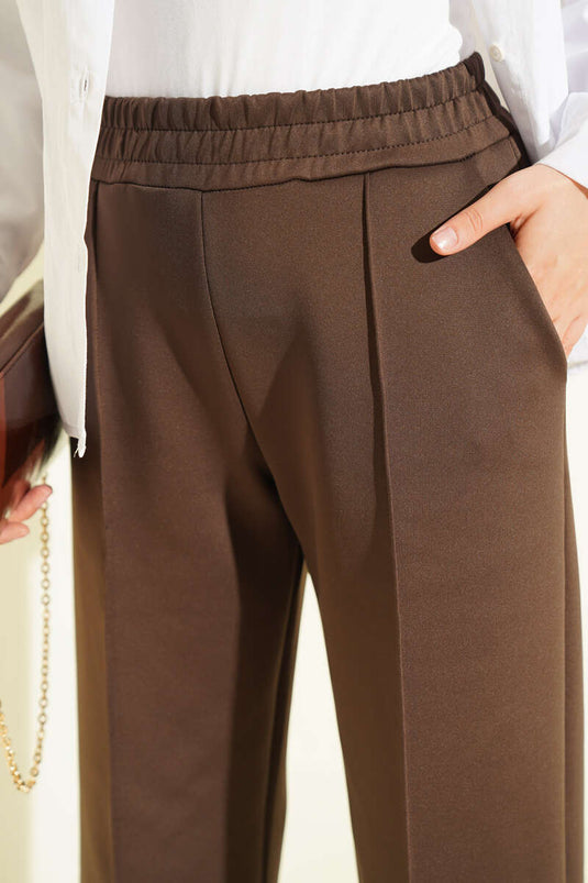 Paça Pens Detaylı Scuba Pantolon Kahve