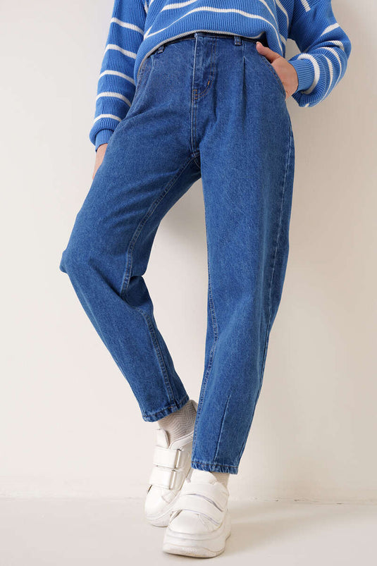 Cuffed Jean Pants Medium Blue