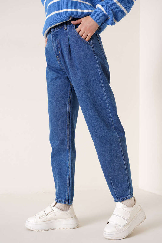 Cuffed Jean Pants Medium Blue