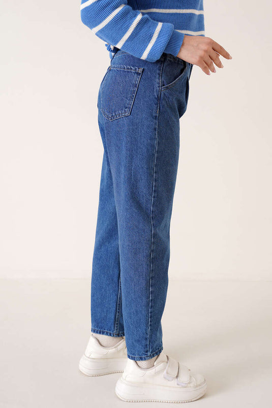 Cuffed Jean Pants Medium Blue