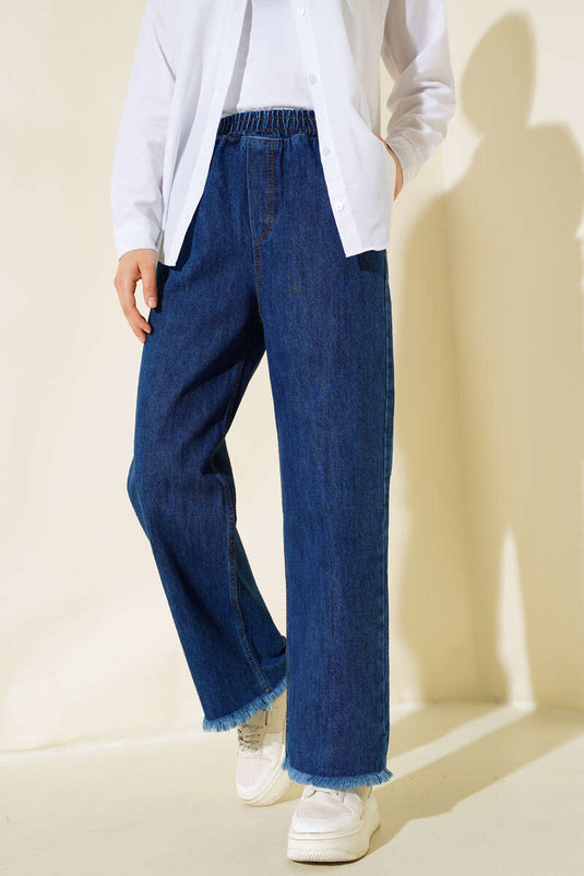 Pantalon ample en jean avec pompons