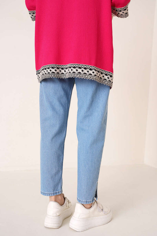 Open Blue Split Hem Jeans