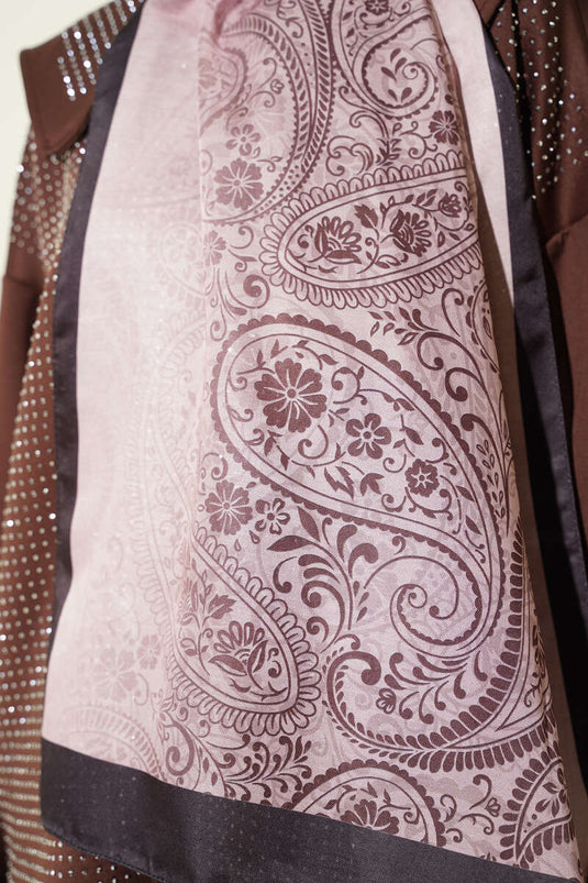 Écharpe noire à motif floral cachemire