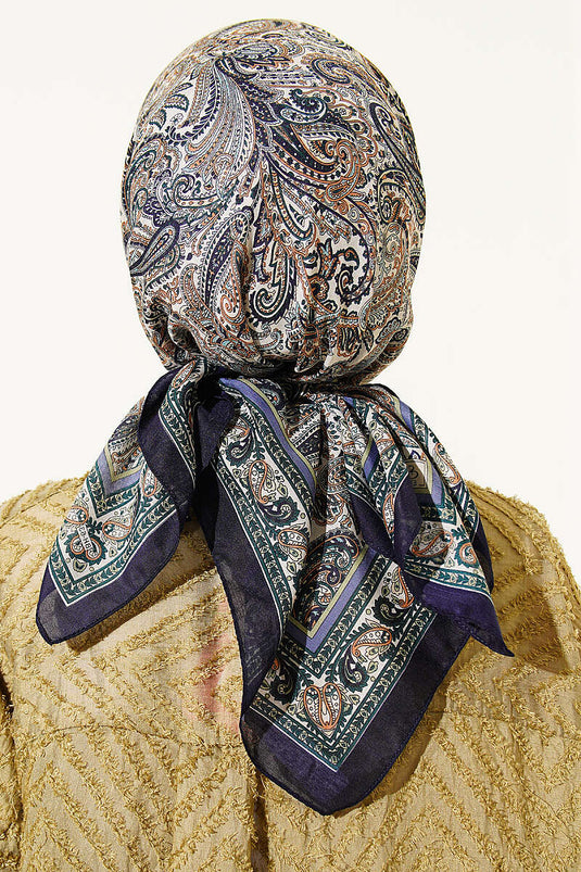 Paisley Desen Elegance Eşarp Lacivert