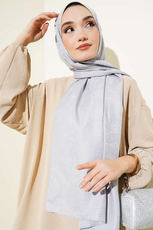 Châle jacquard à motif cachemire gris