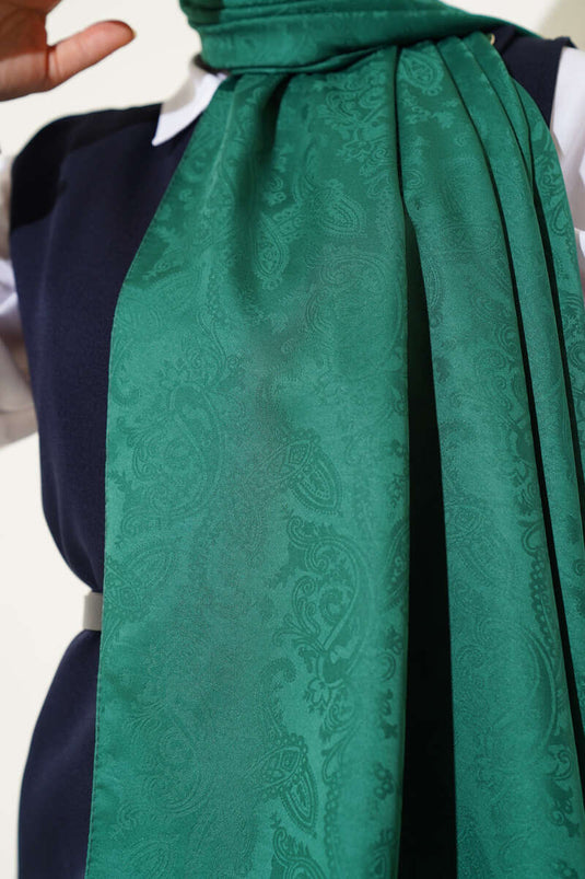 Châle jacquard à motif cachemire vert