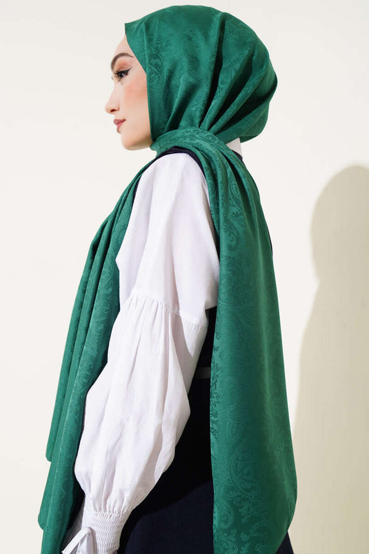 Châle jacquard à motif cachemire vert