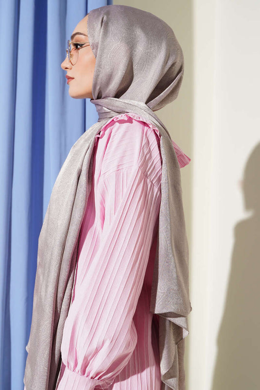 Paisley Pattern Shine Line Shawl Mink