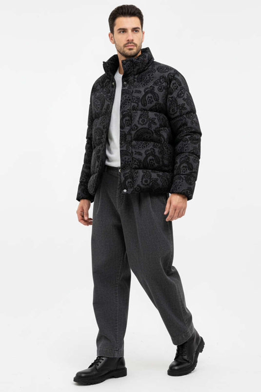 Giacca imbottita da uomo con motivo Paisley Nero