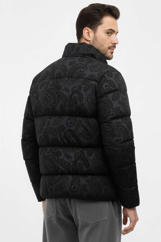 Giacca imbottita da uomo con motivo Paisley Nero