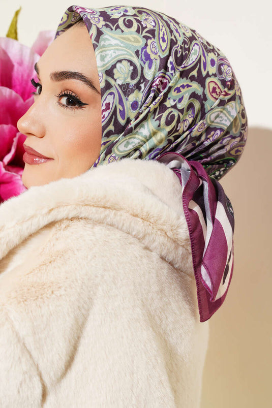 Magenta Paisley Patterned Soft Cotton Scarf